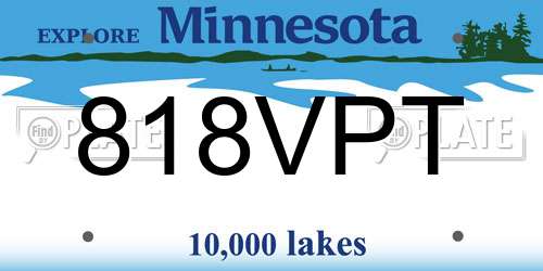 818VPT Minnesota License Plate