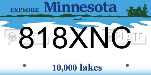 818XNC Minnesota License Plate