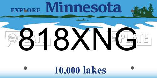 818XNG Minnesota License Plate