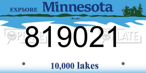 819021 Minnesota License Plate