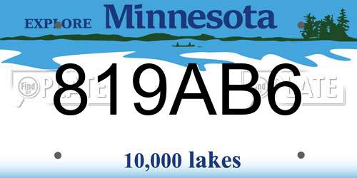 819AB6 Minnesota License Plate