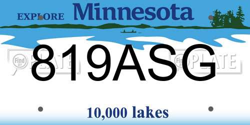 819ASG Minnesota License Plate