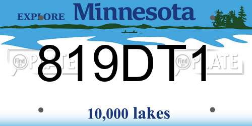 819DT1 Minnesota License Plate