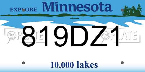 819DZ1 Minnesota License Plate