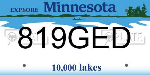 819GED Minnesota License Plate