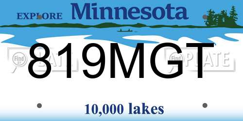 819MGT Minnesota License Plate