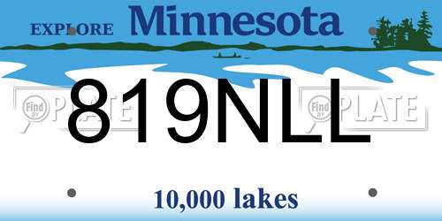 819NLL Minnesota License Plate