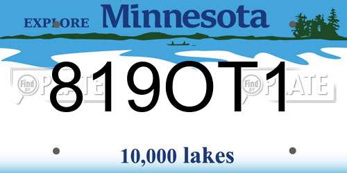 819OT1 Minnesota License Plate
