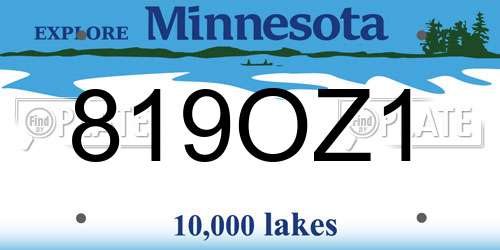819OZ1 Minnesota License Plate