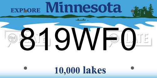 819WF0 Minnesota License Plate