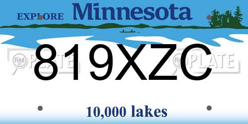 819XZC Minnesota License Plate