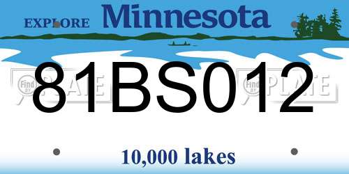 81BS012 Minnesota License Plate