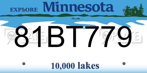 81BT779 Minnesota License Plate