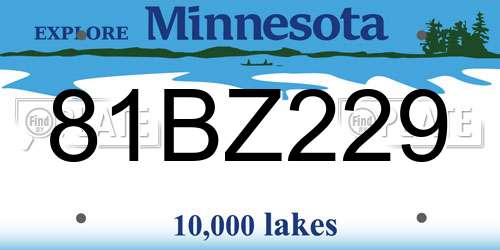 81BZ229 Minnesota License Plate