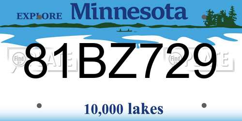 81BZ729 Minnesota License Plate