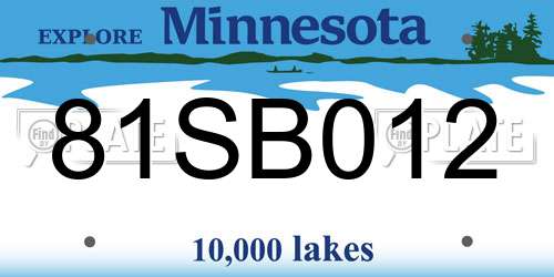 81SB012 Minnesota License Plate