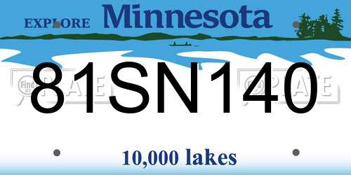 81SN140 Minnesota License Plate