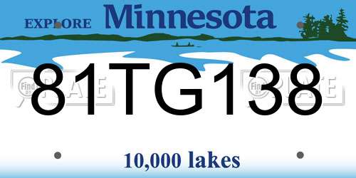 81TG138 Minnesota License Plate