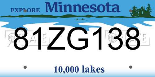 81ZG138 Minnesota License Plate