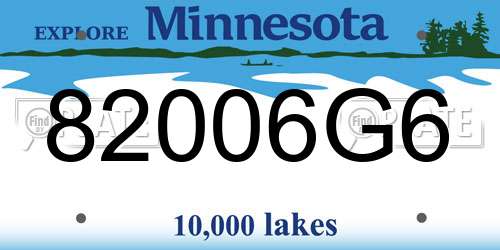 82006G6 Minnesota License Plate