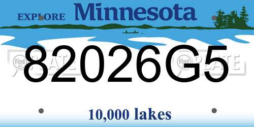 82026G5 Minnesota License Plate