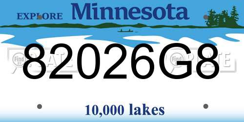 82026G8 Minnesota License Plate