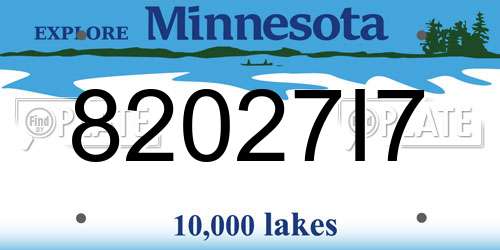 82027I7 Minnesota License Plate