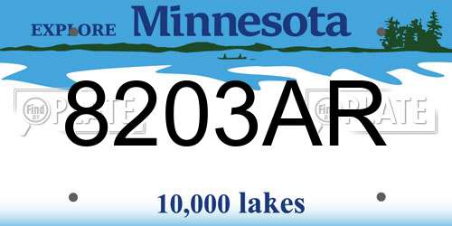 8203AR Minnesota License Plate
