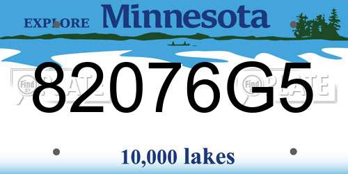 82076G5 Minnesota License Plate