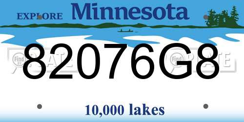 82076G8 Minnesota License Plate