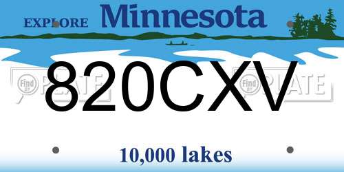 820CXV Minnesota License Plate