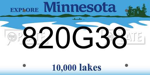 820G38 Minnesota License Plate