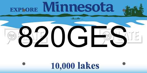 820GES Minnesota License Plate