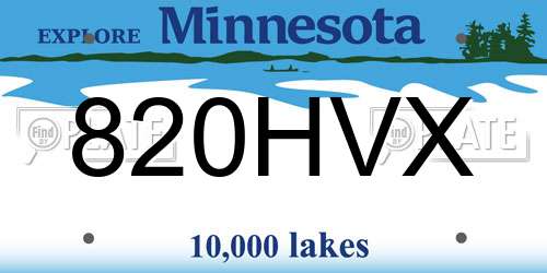 820HVX Minnesota License Plate