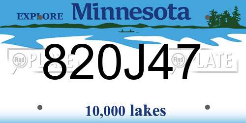 820J47 Minnesota License Plate