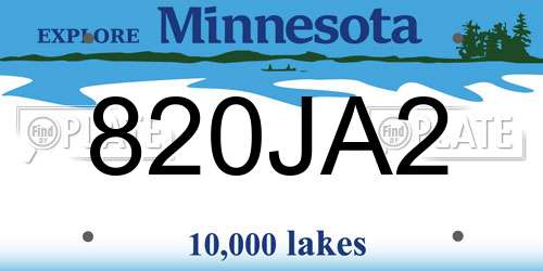 820JA2 Minnesota License Plate