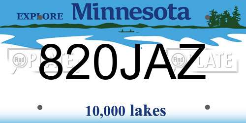 820JAZ Minnesota License Plate