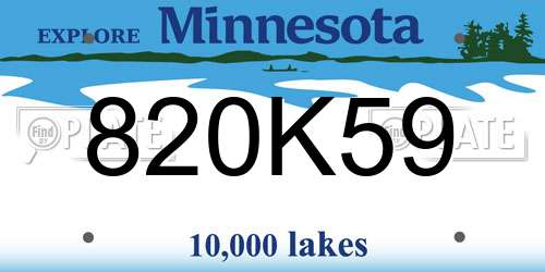 820K59 Minnesota License Plate