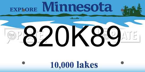 820K89 Minnesota License Plate