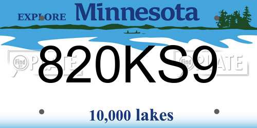 820KS9 Minnesota License Plate