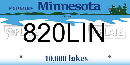 820LIN Minnesota License Plate