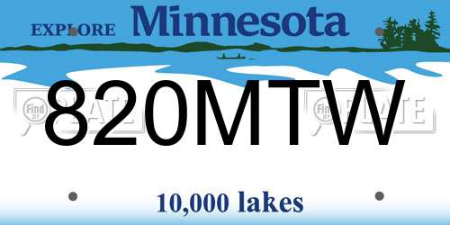 820MTW Minnesota License Plate