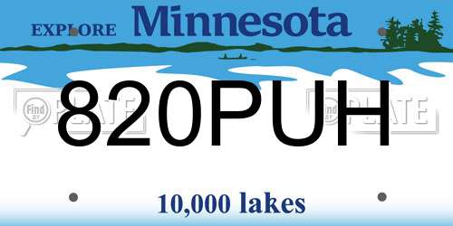 820PUH Minnesota License Plate