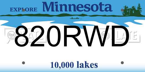 820RWD Minnesota License Plate