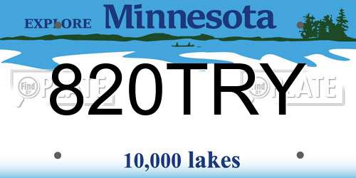 820TRY Minnesota License Plate