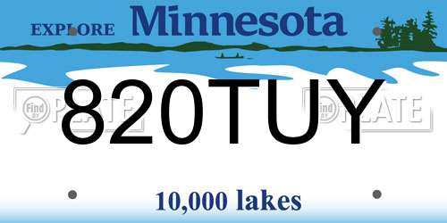 820TUY Minnesota License Plate