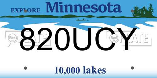 820UCY Minnesota License Plate