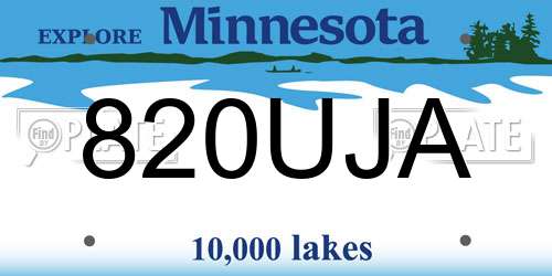 820UJA Minnesota License Plate