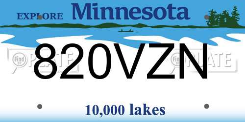820VZN Minnesota License Plate
