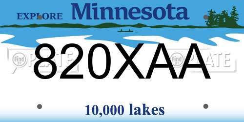 820XAA Minnesota License Plate